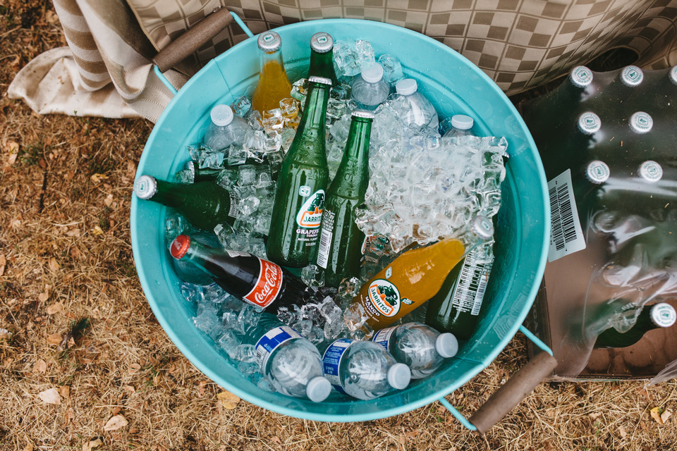 backyard wedding in the oregon forest with lawn games and pie