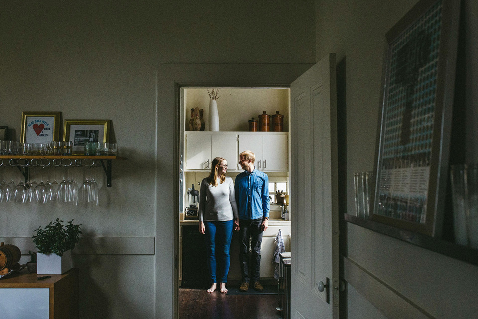engagement session in the san francisco mission district, making pancakes, hiking bernal heights
