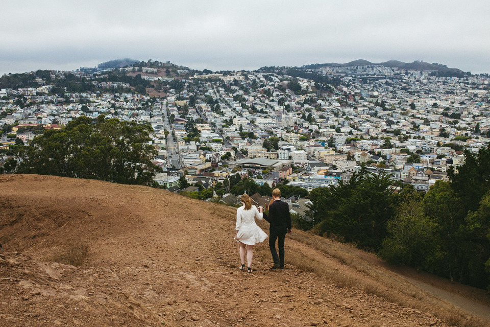 engagement session in the san francisco mission district, making pancakes, hiking bernal heights