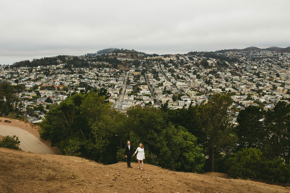 engagement session in the san francisco mission district, making pancakes, hiking bernal heights