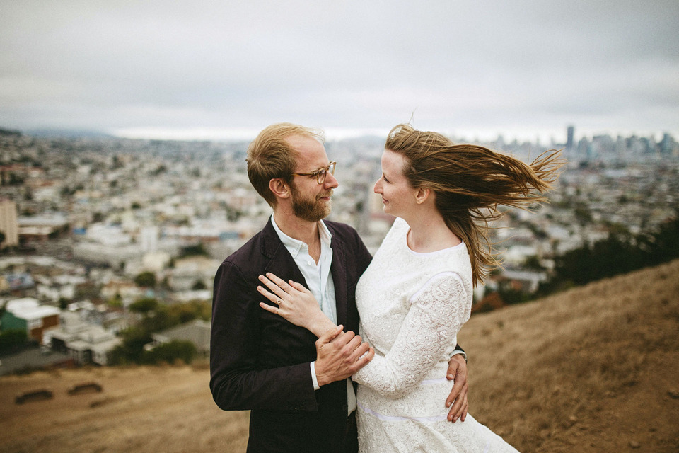 engagement session in the san francisco mission district, making pancakes, hiking bernal heights