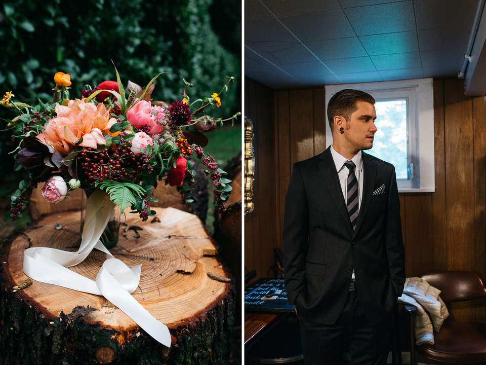 tattooed vintage pinup girl bride and groom portland cathedral park wedding