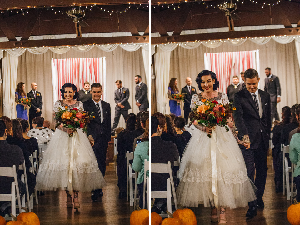 tattooed vintage pinup girl bride and groom portland cathedral park wedding