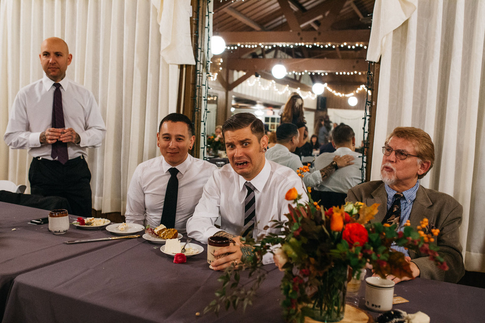 tattooed vintage pinup girl bride and groom portland cathedral park wedding