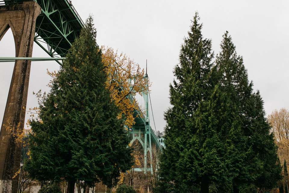 tattooed vintage pinup girl bride and groom portland cathedral park wedding